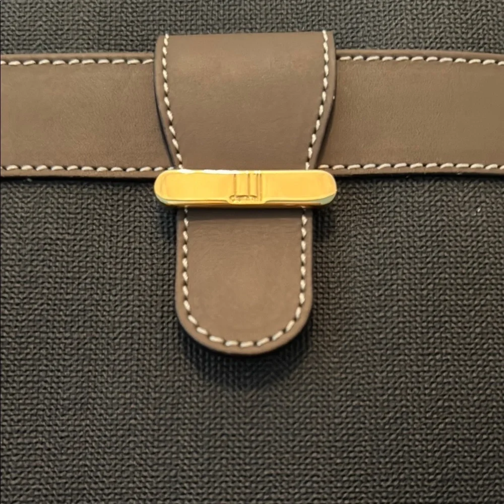 Vintage Dunhill Brown Herringbone Pouch Bag with Sleek Design